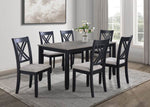 ZUN 7-Pc Dinette Set Light Black Gray Rectangular Table Grey Upholstered Chairs Transitional Dining Room B011P184936