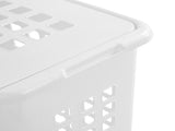 Laundry Hamper, Plastic, Jumbo Size with Lid and Carry Handles, White, Pack of 4 29763046