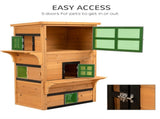 Yellow and Black Wooden Outdoor Cat House, 3-Tier Multi-Level Layout with 5 Convenient Access Doors 98099877