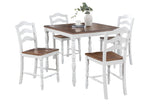 White 5-Pc Counter Height Dining Set Dining Table 4 x Chairs Natural wood Grain Look Table Top B011P313698