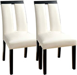 Set of 2 Chairs Black And White Leatherette Beautiful Padded Side Chairs Slit Back Design Kitchen HS11CM3559SC-ID-AHD