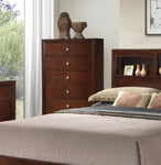 ZUN Brown Cherry 1pc Chest Nickel Round Knob Transitional Style 5-Drawers Chest Table Rubberwood B011P250828