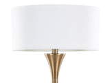 65" Contemporary Metal Floor Lamp in Matte Golden Bronze Metal and White Linen B202P223994