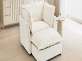 Modern Armchair Sofa 47" Cozy Upholstered Sofa Chair with Movable Ottoman, Wide Seat, Curved N719P292695A