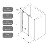 56-60"W x74"H Semi-Frame Single Sliding Shower Door,304 Stainless Steelin Polished Chrome W2965P277274