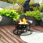 ZUN Mini Fire Pit Outdoor Portable Fire Pit Steel Camping Fire Pit with Lava Rocks W853P202205