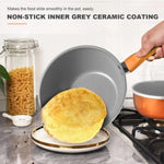 ZUN Kitchen Cookware Set, 6 PCS Nonstick Pot and Pan Set-Wok, Soup, Milk Pot Set Orange 63203040