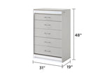 Glam Modern Style 5-Drawer Chest Made with Wood in White B009P243215