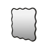 Solid Wood Wavy Square Mirror-Black 36" x 36" Modern Mirror Wall Decor for Bathroom, Bedroom, Living W1445P189617