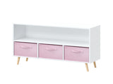 Kids bookcase with Collapsible Fabric Drawers, Children's Book Display, Toy Storage Cabinet 00040385