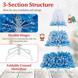 6ft Flocked Christmas Tree - 820 Branch Tips, Fireproof PVC, 3-Section Assembly, Metal 86998405