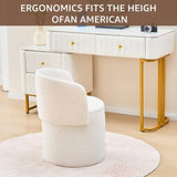 Storage Ottoman Foot Rest Round Footstool Teddy Velvet Footrest Vanity Stool White 63267981