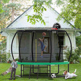 10FT Pumpkin Trampoline, Outdoor Trampoline with Basketball Hoop, Enclosure Net and Ladder W1163P148156
