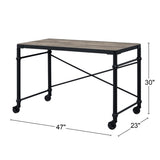 Rectangular Wooden Table Top Writing Desk, Rustic Oak and Black B016P317523