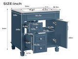24" Bathroom Vanity with Ceramic Sink, Small Bathroom Sink Cabinet, Modern Cabinet with 2 Drawers N710P318990C