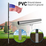 ZUN Flag Pole Kit for Outside House in Ground, 25FT Sectional Aluminum Extra Thick Flagpole, 5x3 US 38173656