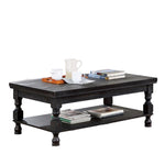 ZUN Rustic Style Antique Black 1pc COFFEE TABLE Open Bottom Shelf Plank Style Table Top Living Room B011P214573