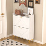 ZUN Shoe Cabinet with 2 Flip Drawers& Open Shelves,Modern Entryway Shoe Storage Cabinet, SlimNarrow W679P154752