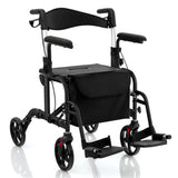 2-in-1 Rollator Walker & Wheelchair 6-Level Adjustable Handles, 1-Hand Folding, Storage 51449217