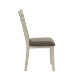 Set of 2 Dining Chairs with Upholstered Seat, Grey and White B016P226062