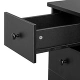 Nail Desk Folding Table, Black MDF Manicure Station w/ 2 Drawers & 1 Door Cabinet for Nail Art Salon 06078270