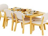 Rubberwood Dining Table Set, 1 Rectangular Table 4 Upholstered Chairs 1 Bench, Natural Wood 25118612