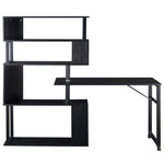 ZUN Home Office Computer Desk L-Shaped Corner Table, Rotating Computer Table with 5-Tier Bookshelf, Four 06880194