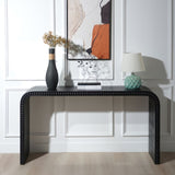 Black wood Console Table, 59in Entryway Table, Curved Waterfall-style Table,Console table with wood W2729P239168