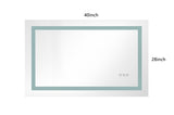 ZUN LED Bathroom Mirror 40 "x 28" with Front and Backlight, Large Dimmable Wall Mirrors with Anti-Fog, W928P177828