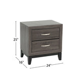 Two-Tone Wooden Nightstand with 2 Drawers, Foil Grey and Black B016P251357