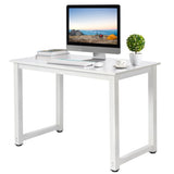 white desktop white pipe frame P2 particleboard with triamine steel feet 110cm computer desk 76997626