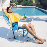 63*70*99cm Heightened Oxford Cloth Silver White Aluminum Tube Bearing 100kg Beach Chair Blue 67374517