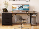 51 Inch Computer Desk with File Drawers & USB Power Outlets- Reversible Home Office Desk 28415099