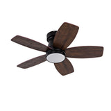 Hot sales 32 Inch Modern Black Ceiling Fan With Light 3 Solid Wood Blades Remote Control Reversible W2991P338638