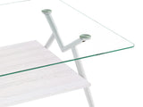 Rectangle Coffee Table with Tempered Glass top and White Metal Legs, Modern Table for Living Room , W241142561