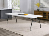 White 6 Foot Fold-in-Half Plastic Table, Indoor Outdoor, Scratch Resistant, Stain & UV Damage, 60713936