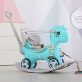 ZUN Rocking Horse Toddlers, Balance Bike Ride On Toys with Push Handle, Backrest and Balance Board W509107492