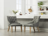 Grey Button Tufted Solid Wood Wingback Hostess Chairs with Nail Heads Set of 2 T2574P164607