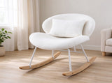 25.59"W x 33.66"D x 29.53"H Indoor Teddy Fabric Rocking Chair, Soft Fluffy Lounge Rocker with White 73370403
