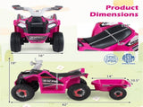 2 in 1 Kids Ride On ATV with Removable Trailer, 6V Electric Quad for Toddlers Ages 3 Rose Red 41959121