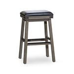 ZUN 30" Bar Stool, Weathered Gray Finish, Black Leather Seat B04660632