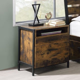 ZUN 2 Drawers Nightstand with 1 Open Compartment, Rustic Oak and Black B016P256136