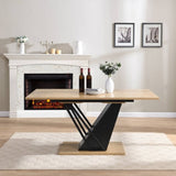 61.81 inch Extendable Dining Table, Modern Geometric Rectangular Table with Sturdy Metal W2317P251956