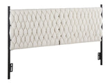 Queen Size Headboard in Black Metal and Cream Sherpa Fabric B202P223759