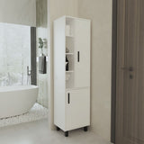 FM FURNITURE Pinal Linen Cabinet with Open Storage and 2 Doors, White B128P301384