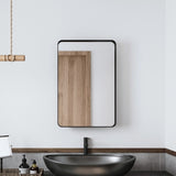 20x30 Inch Recessed Black Metal Framed Medicine Cabinet with Mirror and Adjustable Shelves Black W1435P241582