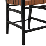 ZUN 24.25'' Classic Counter Stools Set of 2,Brown PU Counter Stools with rubberwood Frame,Leather 74690.00BRN