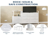 8 Drawer Dresser TV Stand, with Power Outlets and Open Shelves, for Bedroom and Living Room, White 46092612