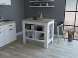 Rockaway 3-Shelf Kitchen Island White and Light Oak B06280060
