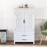 27'' Accent Tall Tower White Storage Cabinet - Rustic Wood Sideboard Pantry Cabinet - Versatile W2295P294585